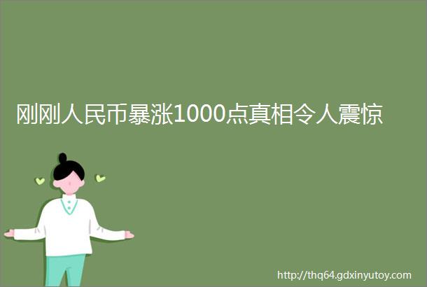 刚刚人民币暴涨1000点真相令人震惊