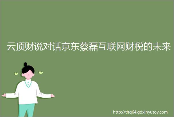 云顶财说对话京东蔡磊互联网财税的未来